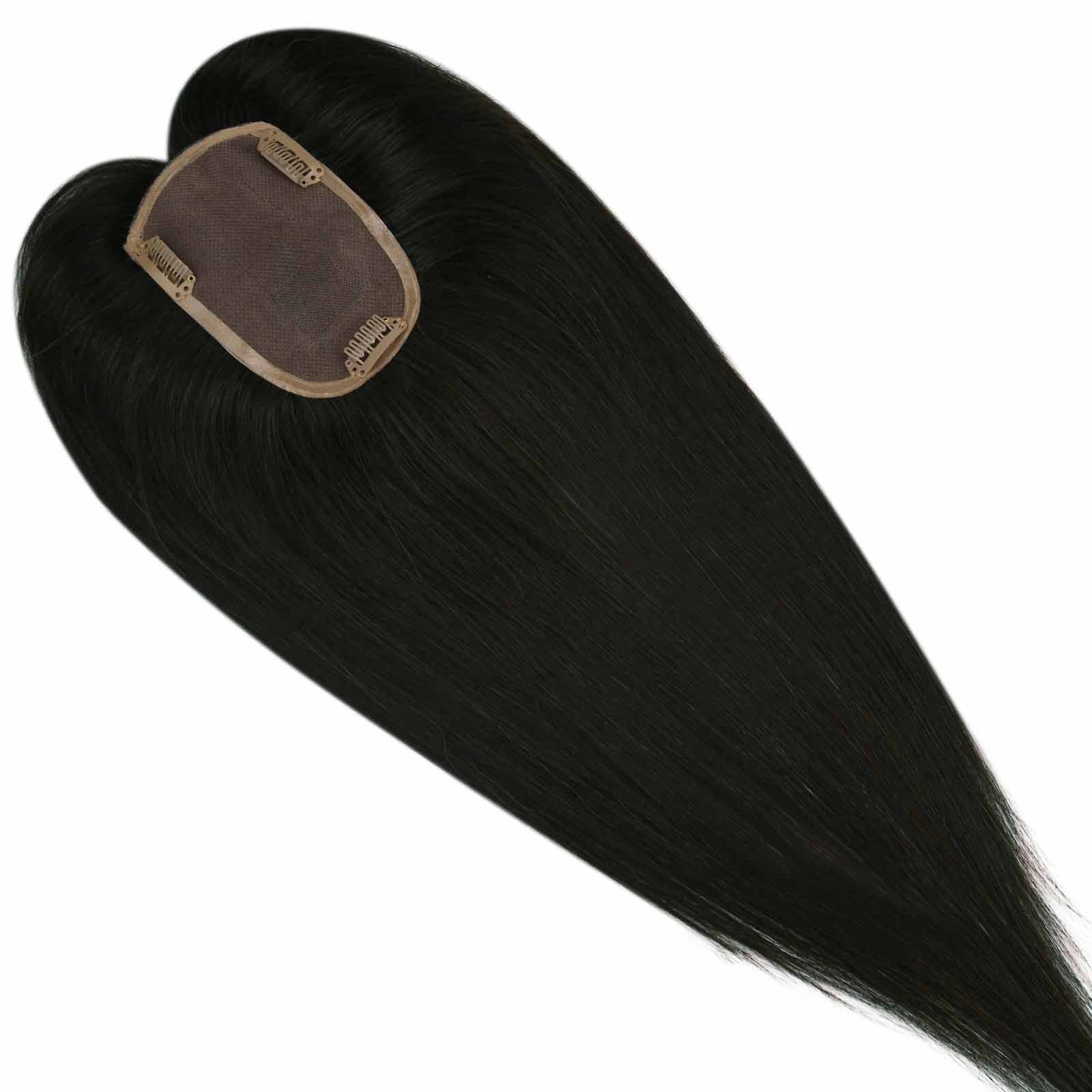 Medium Hair Clip In Crown Topper Jet Black - Image 8